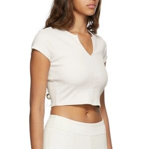 Alo Ivory Ribbed Crop Savvy Sport Top Size Small